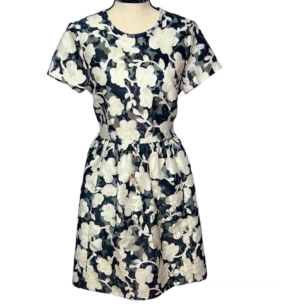 Kate Spade graphic formal floral organza lace fit and flare dress